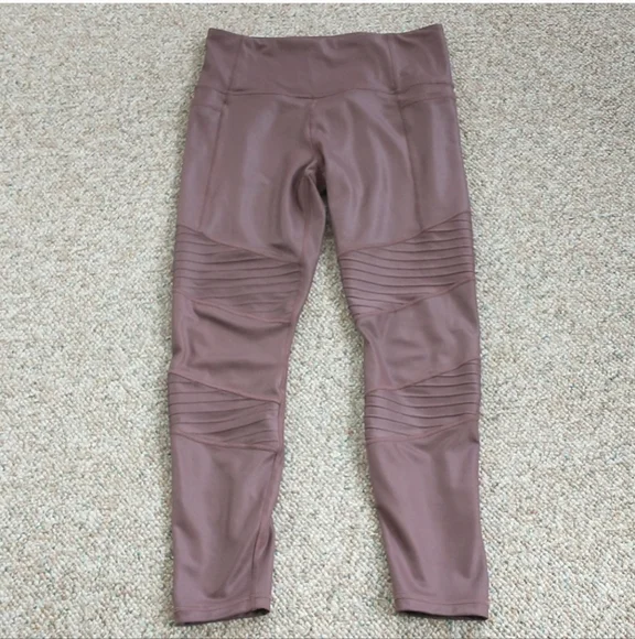 Athleta Inclination Moto Tight Champagne Purple Shimmer Gleam Metallic M… - Picture 2 of 3